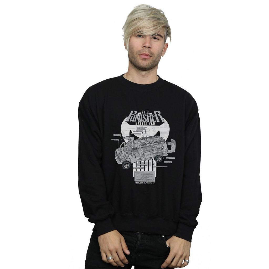 Marvel Mens The Punisher Battle Van Breakdown Sweatshirt