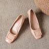2025 New Spring New Square Head Thick Heels Women's Shallow Mouth Buckle Single Shoes Professional Shoes High Heels