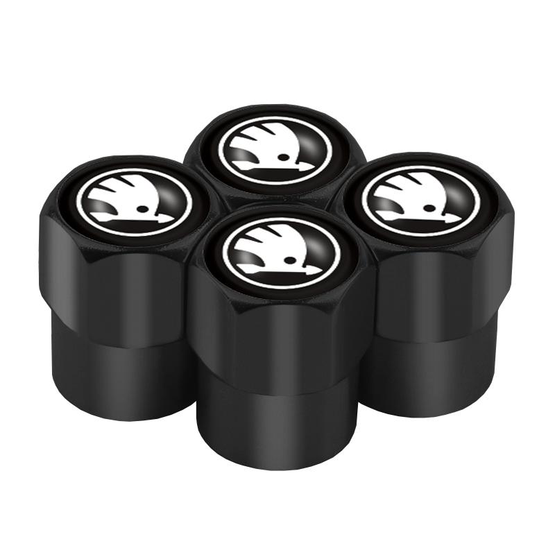 LKPP1 4PCS Car Styling Aluminum Emblem Wheel Tire Valve Stem Air Caps For Skoda S Octavia Fabia Rapid Yeti Superb Octavia A5 VRS VII