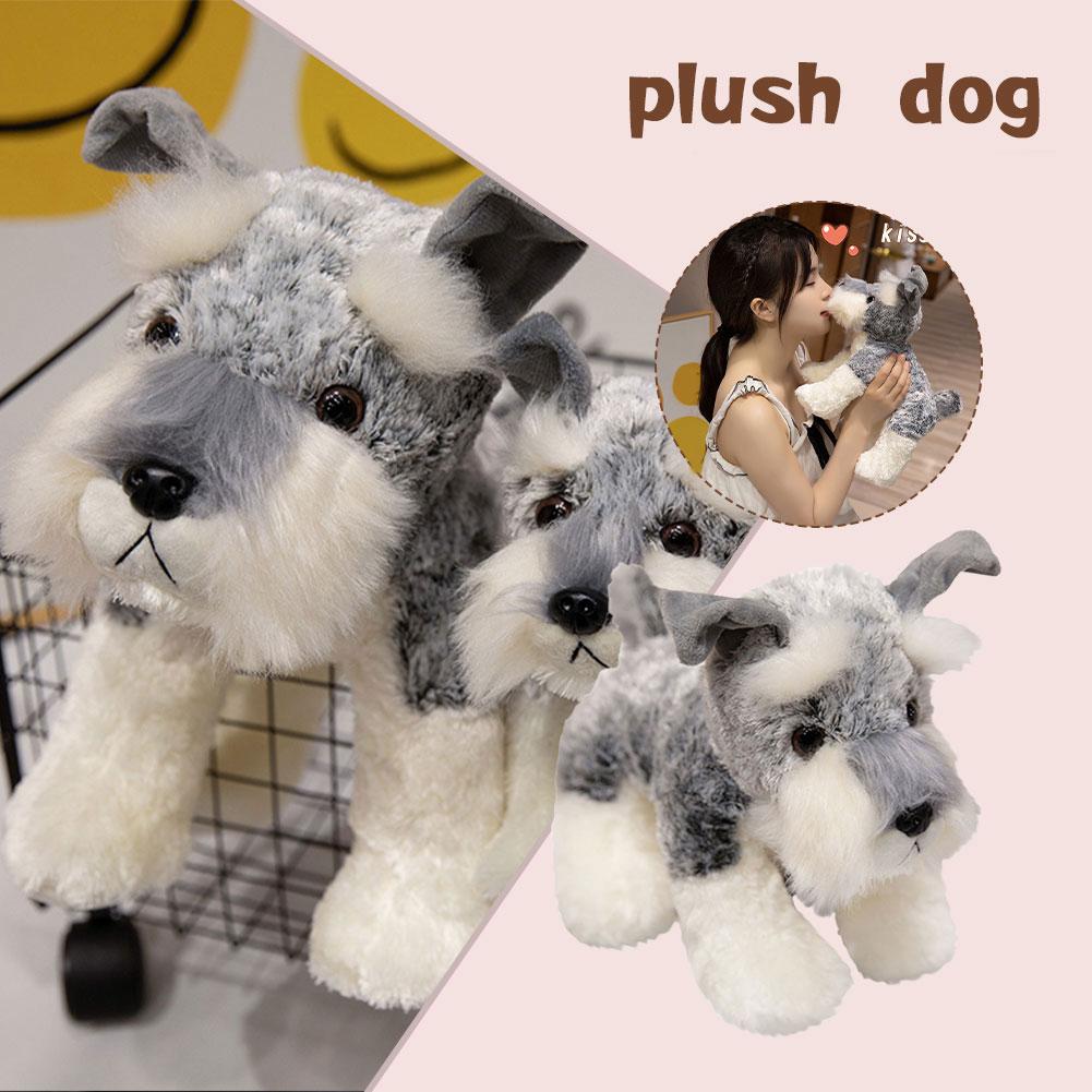 Симпатичная плюшевая игрушка в виде собаки-шнауцера, спящая кукла, держащая в руках подарок на день рождения, плюшевая игрушка для детей V2J3