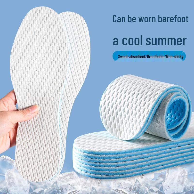 CoolComfy Breathable Summer Deodorant Latex Insoles for Barefoot Running - Absorbent, Soft, and Unisex