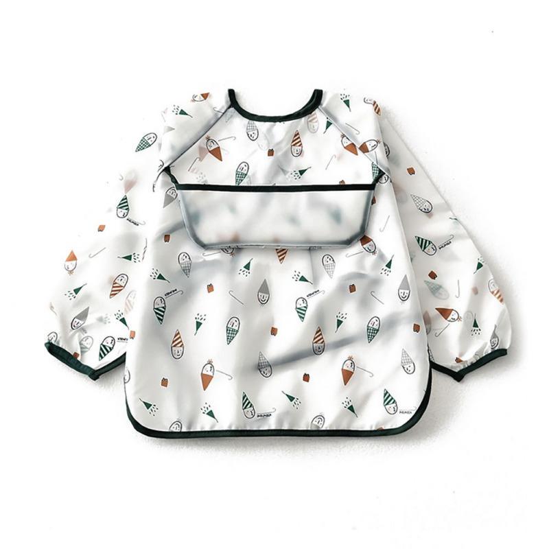 Infant Toddler Baby Unisex Cute Waterproof Long Sleeve Feeding Accessories Bib Burp
