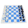 Набор для шахматной игры 19,7 дюйма, пластиковые 32 шахматные фигуры, шахматные фигуры с шахматной доской из ПУ с синей и белой сеткой и