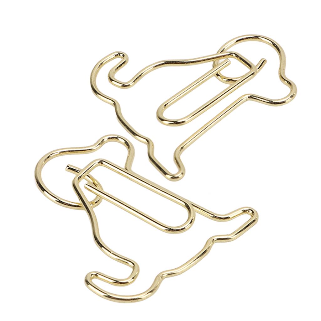 25pcs Shaped Paper Clips Metal Material Light Portable Golden Puppy Shapes Office Clips for