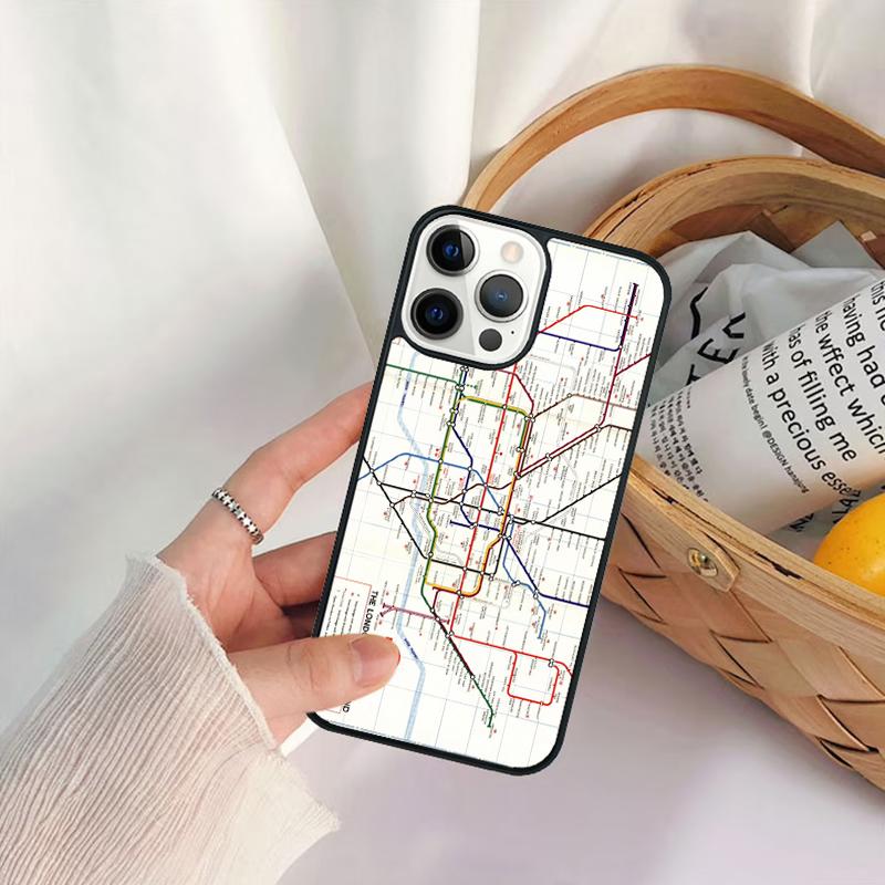 London Underground Tube Map Phone Case For iPhone 17 Air 16 15 14 11 12 13 Pro MAX Plus coque Cover Shell