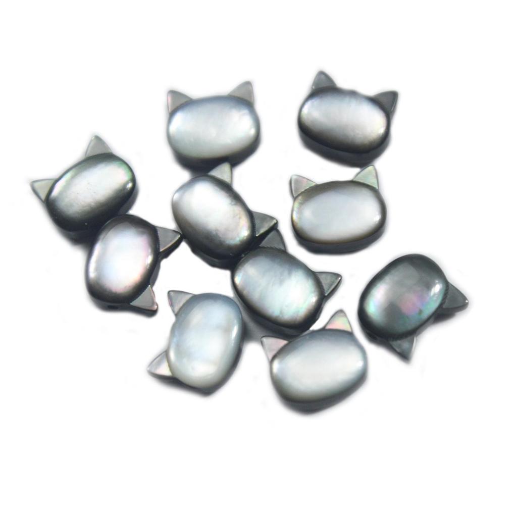 Ракушка Котенок Голова Бусины-разделители для изготовления украшений своими руками: Черно-белый браслет/ожерелье из ракушек.