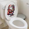 Merry Christmas Toilet Sticker Waterproof Self-adhesive PVC Living Room Bathroom Wall Santa Car Reindeer Stocking Toilet Seat Lid Decoration Decal