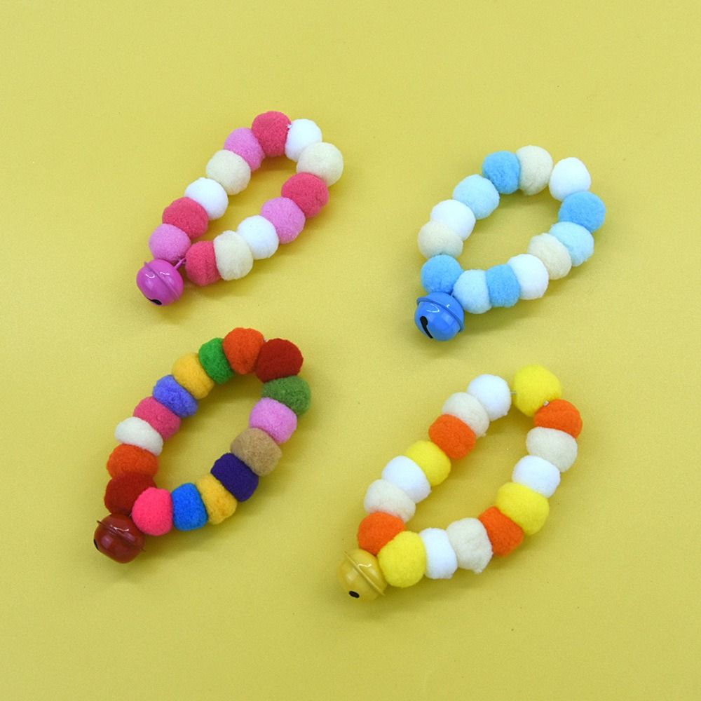 Удобные ошейники с помпоном против потери для померанского шпица, мягкий кошачий меховой шарик с колокольчиком, ошейник для питомца