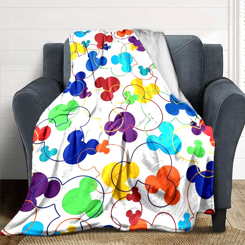 Colorful Mickey Mouse Heads Blanket Soft Throw Blanket For Home Bedroom Bed Sofa Travel Office Solid Christmas Blanket