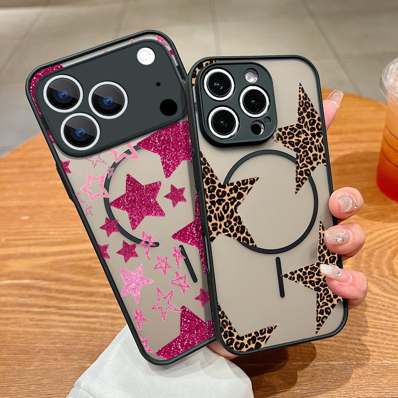 Магнитный чехол для телефона с принтом «Цветные звезды» для iPhone 17 Pro 16 15 14 13 Pro Max 17E Тонкий Гибридный Чехол из TPU+PC Матовый