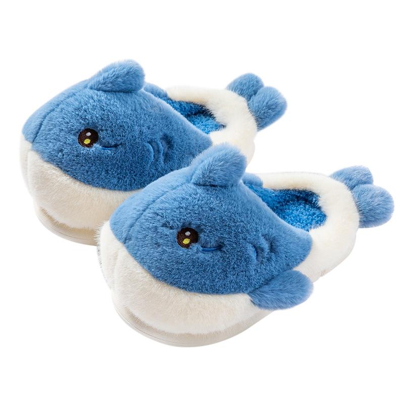Зимние тапочки из хлопка для мужчин и женщин среднего и старшего возраста, симпатичные хлопковые тапочки с изображением дельфина из мультфильма, домашние тапочки на платформе