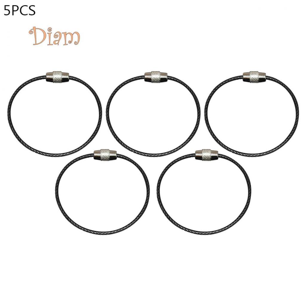 GQ 5/10Pcs Durable Steel Wire Rope Ring Connector Keychain Key Holder Hanging Cable