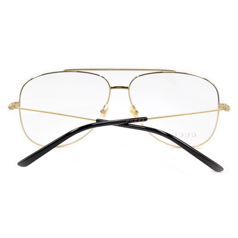 Gucci optical glasses [Available prescriptions] Cool series pilot style frames Gold frame black temples 002 F dust bag + glasses case (random color)