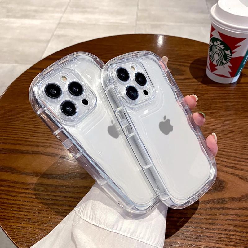 Прозрачный мягкий чехол-мыльница для iPhone 17 16 15 14 13 12 11 Pro Xs Max Mini Plus Прозрачная защита камеры Подушка безопасности Ударопрочный чехол