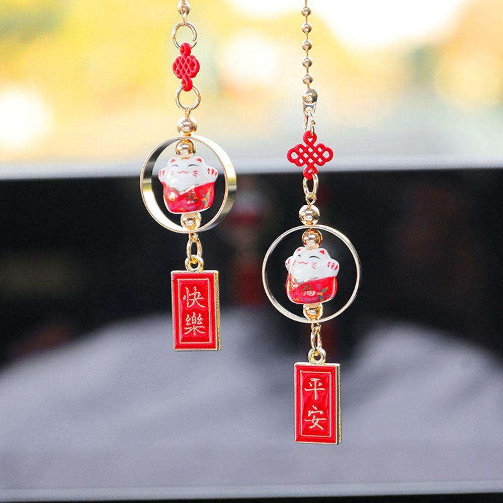 Ceramic Cat Fortune Cat Interior Cat Car Hangings Decor Fortune Cat Car Pendant Lucky Cat Lucky Cat