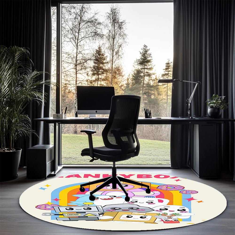 LankyBox Printed Round Rug Carpet Chair Rug Area Rug Entryway Doormats,for Office Chair Living Room Bedroom Kitchen Room.