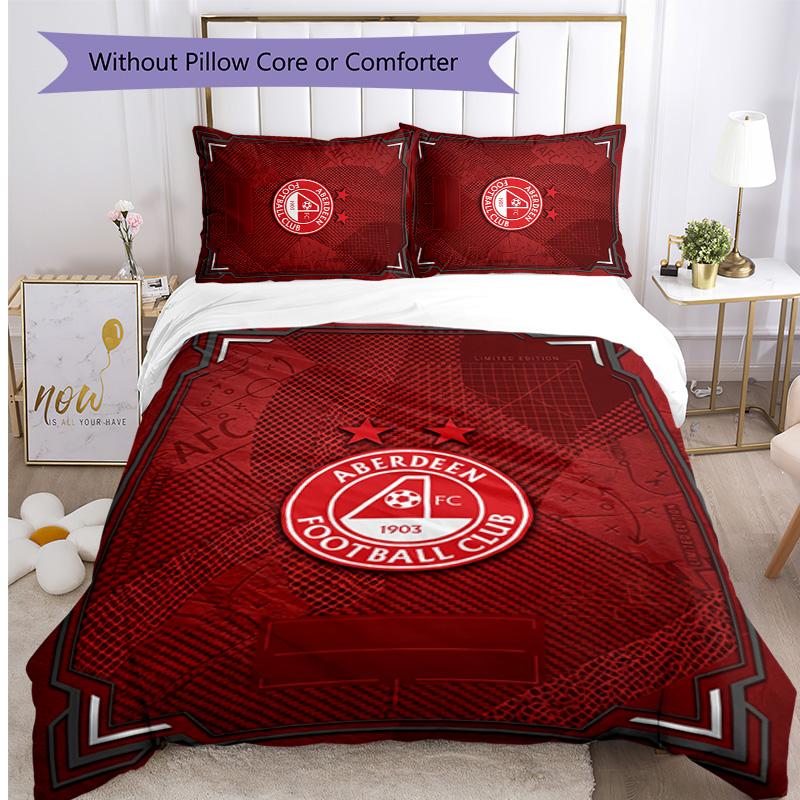 Aberdeen FC Printed 3PCS Bedding Set Breathable Duvet Cover with Pillowcases Decorative Bed Linen for Bedroom Home