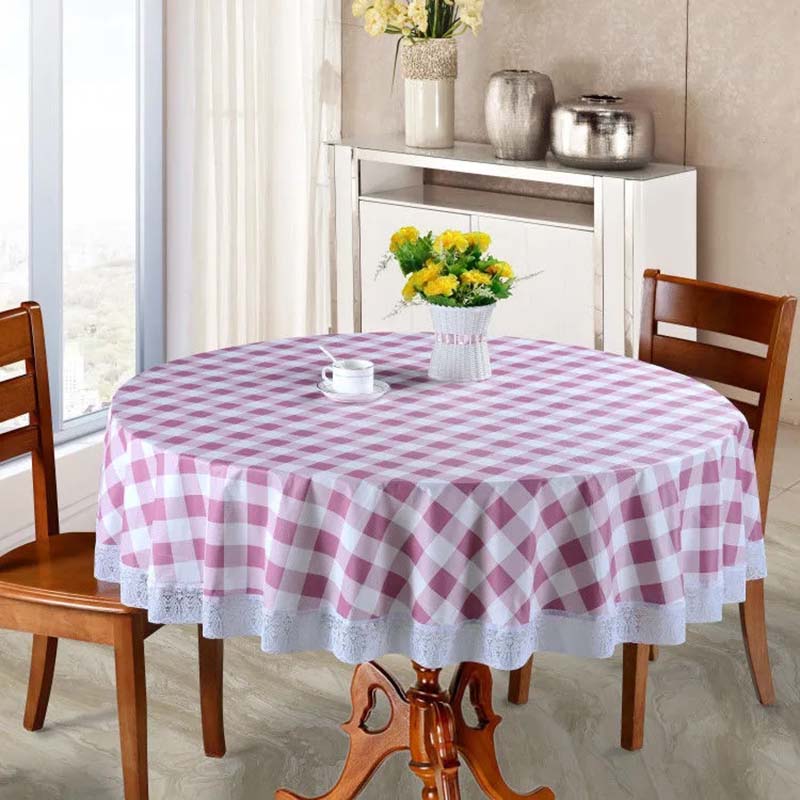 Бытовая большая круглая скатерть из ПВХ с кружевным принтом, винтажный европейский стиль, водонепроницаемая, маслостойкая, устойчивая к ожогам, легко стирается