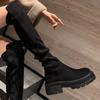 Сексуальные сапоги выше колена для женщин 2024 года, осень-зима, массивная платформа, длинные сапоги, женские эластичные толстые сапоги для мотоциклистов