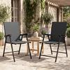 Folding Garden Chairs Set of 2, Foldable Garden Dining Chairs with High Back, Armrests, Texteline Seat, Black
