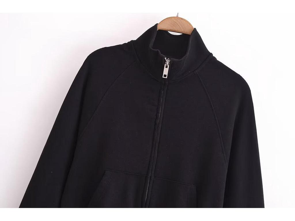 Весна 2025 Женский повседневный свитшот на молнии в европейском/американском стиле со стойкой воротником и длинными брюками