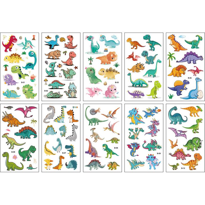 10 листов/набор тату-наклейки с животными, динозаврами, космосом, часами для детей, на лицо, руку, тело, водостойкие, временные тату для детей, подарок