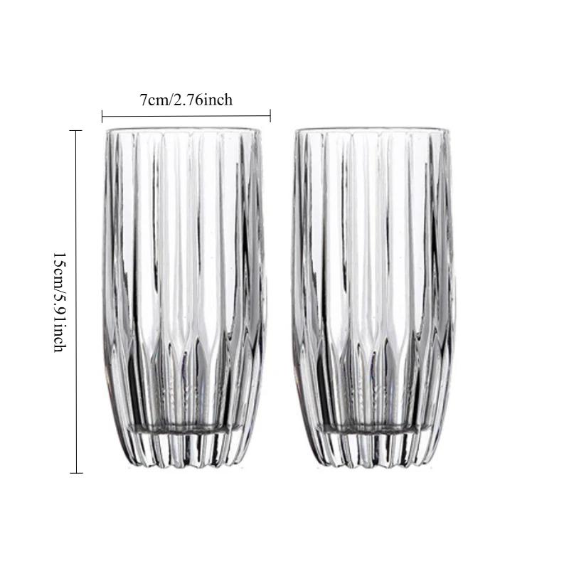 80ml/285ml/340ml Drinkware Bar Whiskey Glass Vertical Striped Water Cup Transparent Cocktail Glass Iced Coffee Latte Mocha Cups