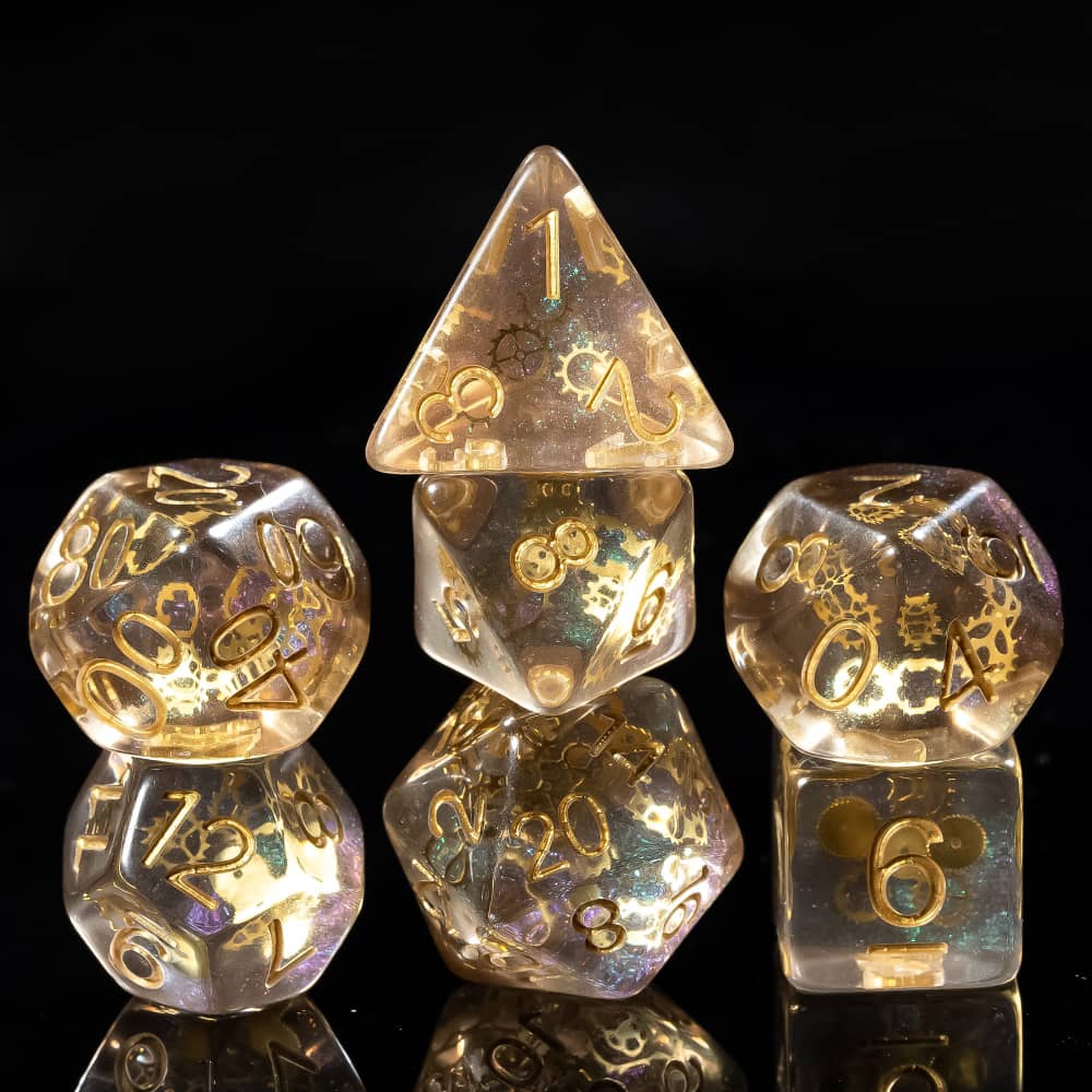 Набор костей Cusdie Gears DND из смолы, механические D4, D6, D8, D10, D%, D12, D20, многогранные кости для настольных ролевых игр