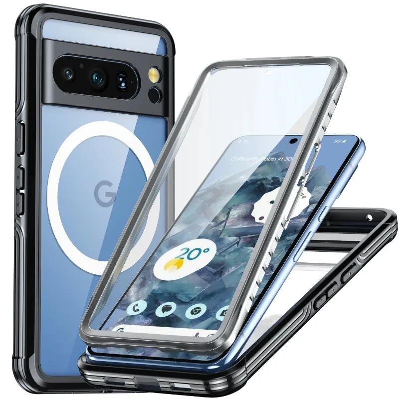 Магнитная зарядка Водонепроницаемый чехол IP68 для Google Pixel 9 Pro Google Pixel 8Pro Ударопрочный Защита от падений Чехол Дайвинг Плавание Открытый спорт