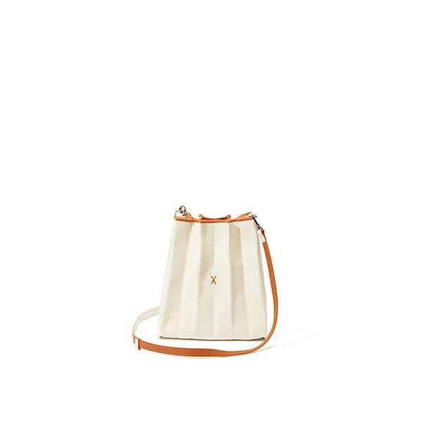 Lucky Pleats Canvas Cross Mini Ivory_Cream