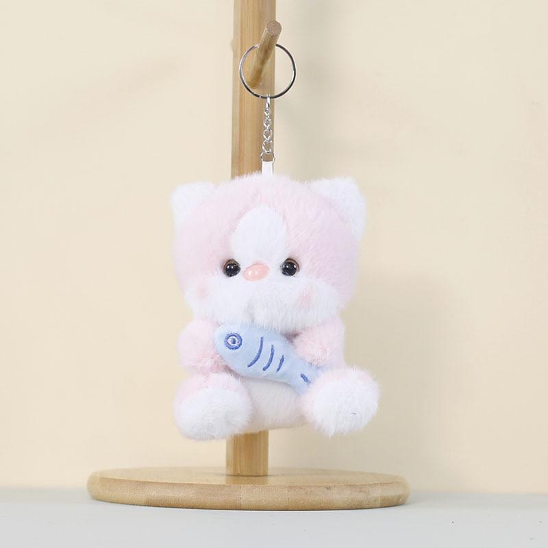 Soft Plush Cat Charm With Short Plush Fabric For Kids Bag Accessory And Collectible