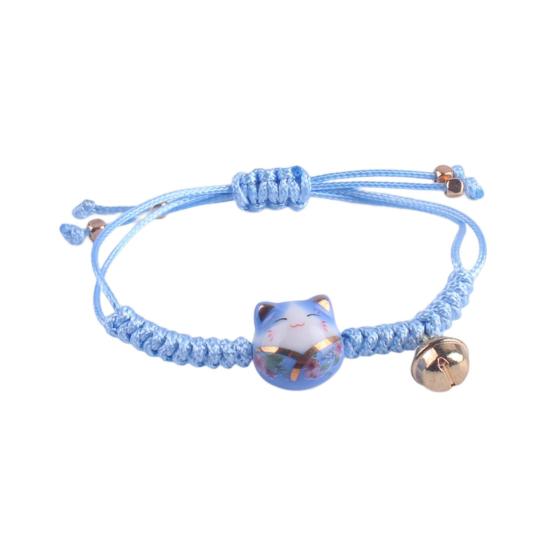 Браслет на запястье, керамический декор в виде кошки, маленький колокольчик, ручная работа, регулируемый, декоративный, темпераментный, плетеный, веревочный, подвески, браслет-шнурок для повседневной жизни