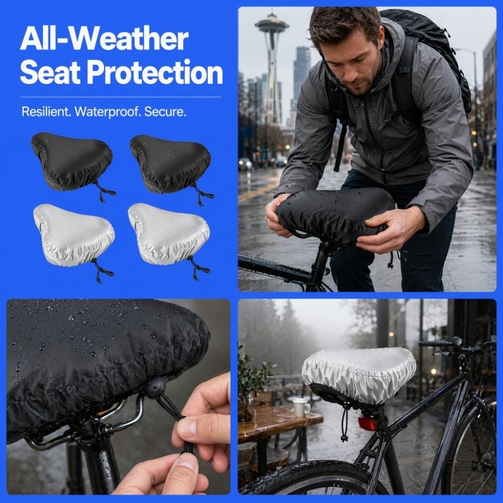 4PCS Washable Bicycle Saddle Cover 210D Oxford Fabric Bike Seat Rain Cover  Mountain Bike Protection