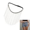 Punk PU Leather Waist Chain Metal Tassels Body Chain Body Jewelry for Women Cosplay and Night Club Waist Accessory
