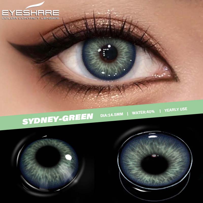 Eyeshare Colored Contact Lenses Imperial Green Fashion Lenses Coffee Colored Lenses Dark Brown Natural Lenses Ocean Blue Colored Lenses 1 Pair