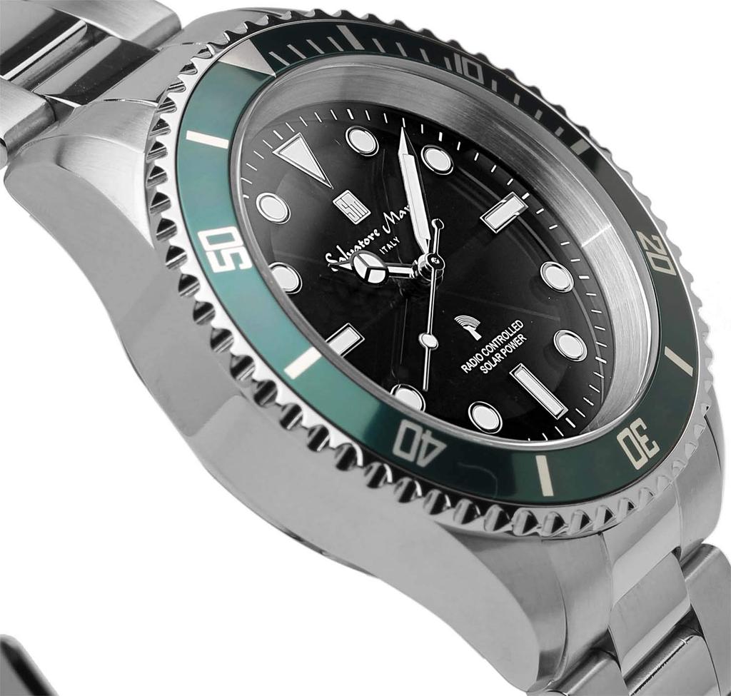 Salvatore Marra Смотреть Радио Солнечное Черный × Зеленый SM22110-SSBKGR