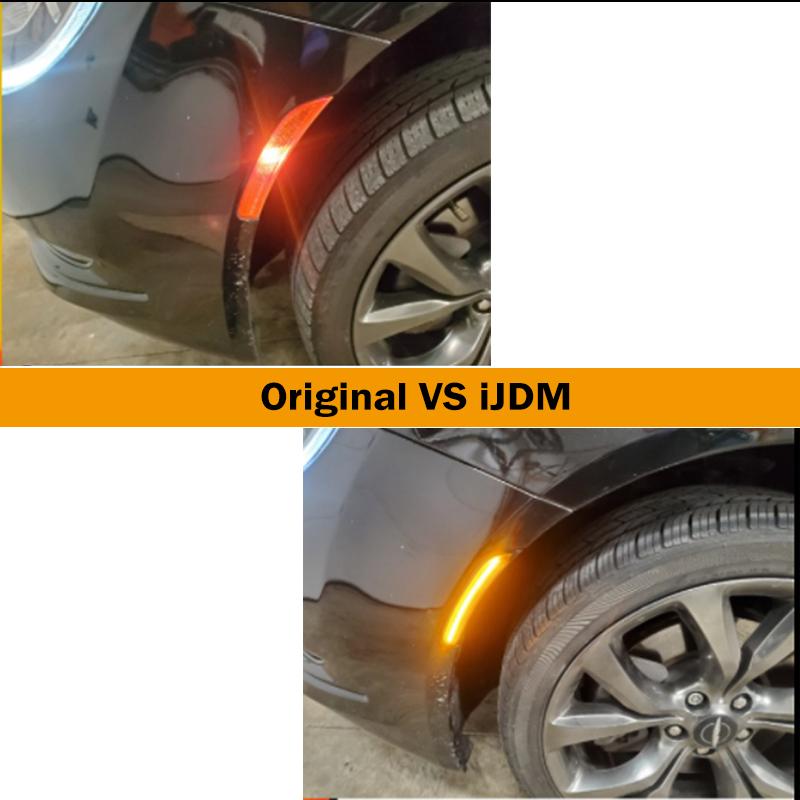 Gtinthebox Smoked Lens Amber/ White Full LED Car Front Side Marker Turn Signal Lights/ Parking Lights For 2015-2017 Chrysler 200