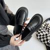 Black Small Leather Shoes Women's Autumn New Versatile Flat-bottomed Uniform Flat-bottomed Soft Girl Single Shoes