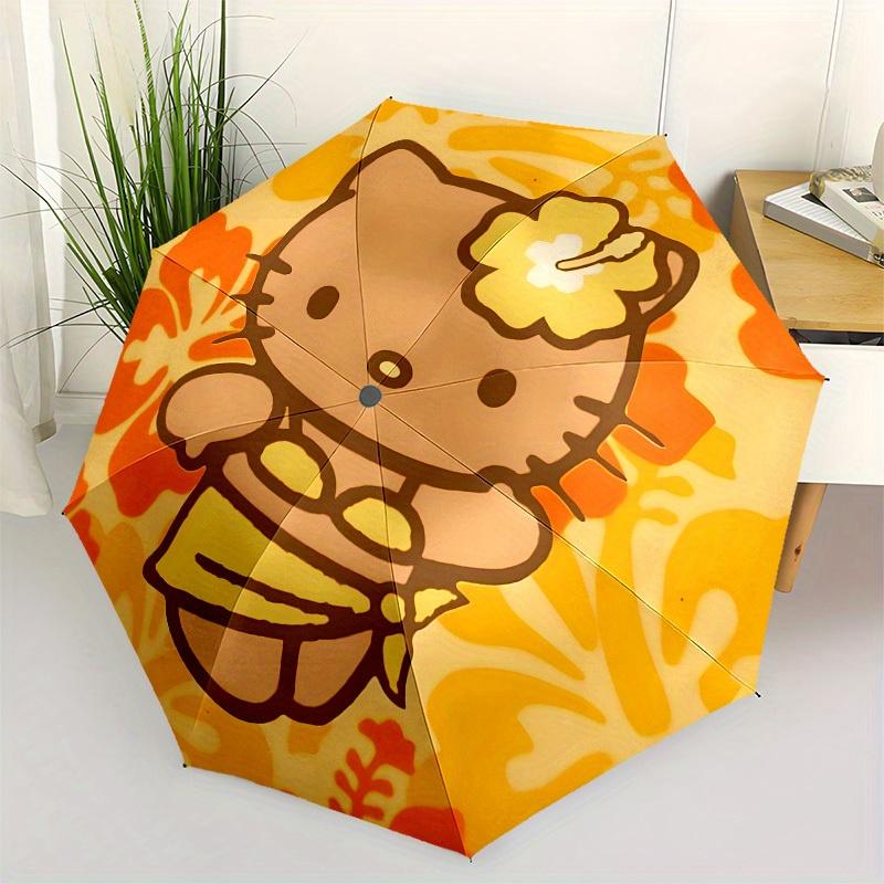 1pc Hibiscus Floral Hello Kitty Umbrella with Plastic Handle,Suitable for All Seasons Home Travel Outdoor UmbrellaSanlio005