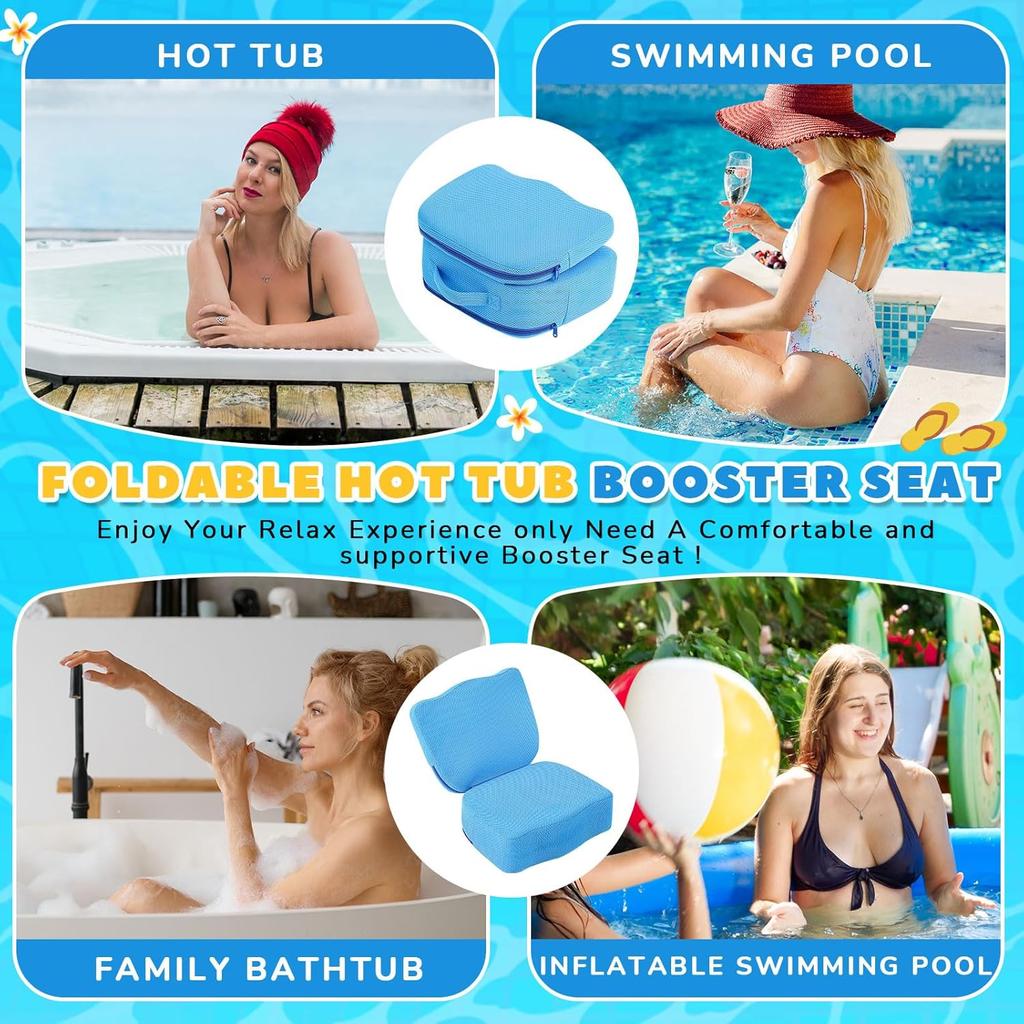 Складное сиденье-подставка Yerliker для гидромассажной ванны, надувное, регулируемое по 2 высотам, extra-толстая подушка для гидромассажной ванны, сиденье для ванны с подушками для спины, моющееся для