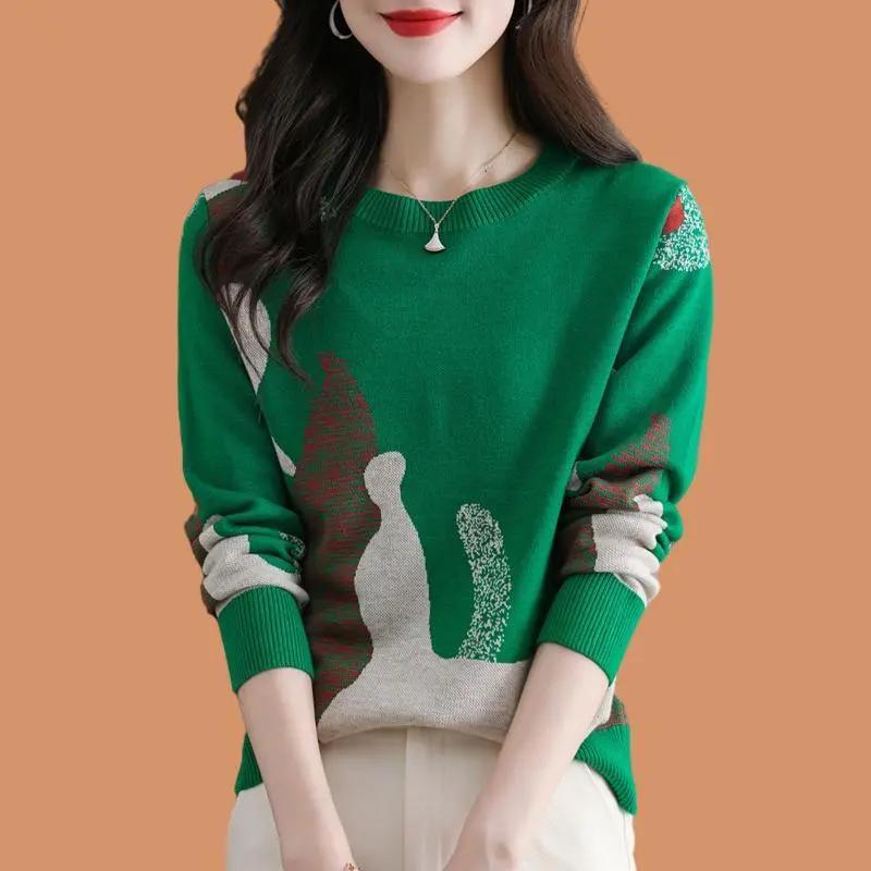 Женский повседневный удобный свитер осень-зима для среднего возраста, элегантная трикотажная рубашка-рубашка