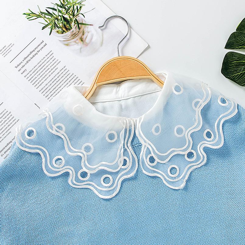 Women's Lapel Shirt Detachable Collar+Fake Cuff+ Shawl Set Shirt Collar Korean Style Doll Sweater False Collars