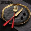 Knife 3pcs/set Stainless Steel Gold Plated Dinnerware Knife Fork Spoon Kit