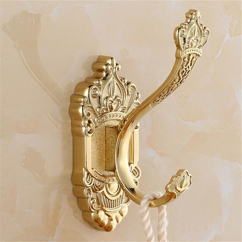 Tuqiu Gold Резной крючок для халата в ванной Настенные крючки Алюминиевый крючок для кухонного полотенца Черный ключ Держатель для вешалки для шляп и сумок Крючок для одежды
