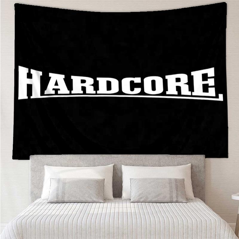 HARDCORE LOGO Tapestry for Bedroom Aesthetic Classroom Tapestries Wall Hanging for Living Room Dorm Office,Ideal Creative Gift