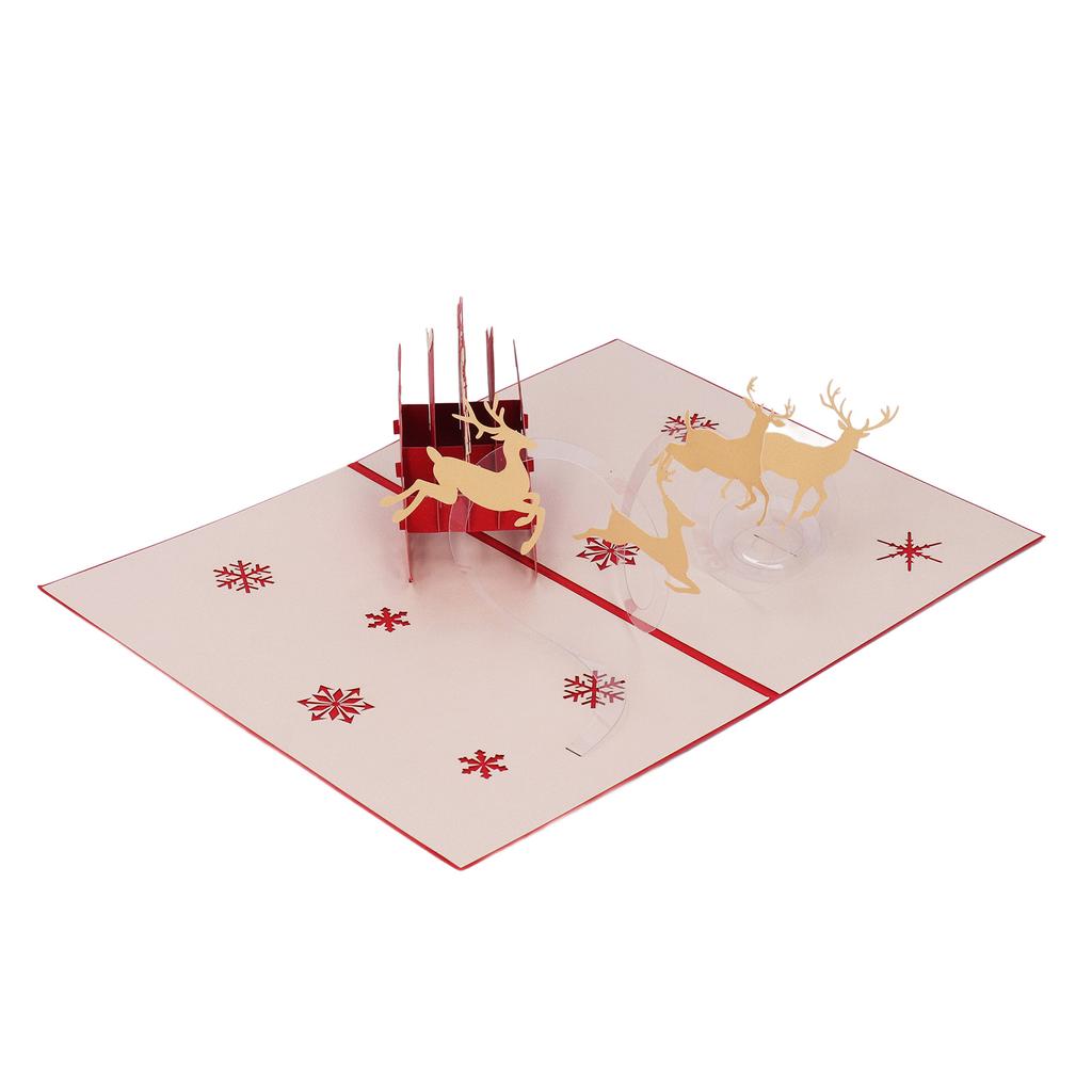 3D рождественские открытки, сделанные вручную, красиво выгравированные, повозка с оленями, 3D всплывающие поздравительные открытки для Write Blessi