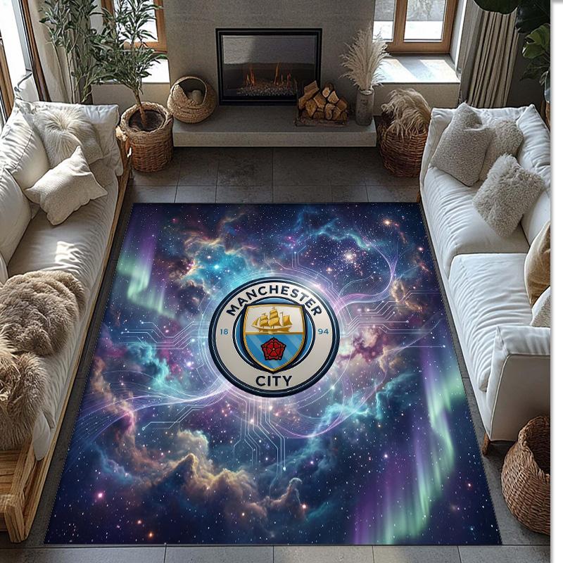 Фланелевый ковер с принтом Manchester City, нескользящий, мягкий, из полиэстера, для пола, декоративный коврик для спальни, гостиной, дивана