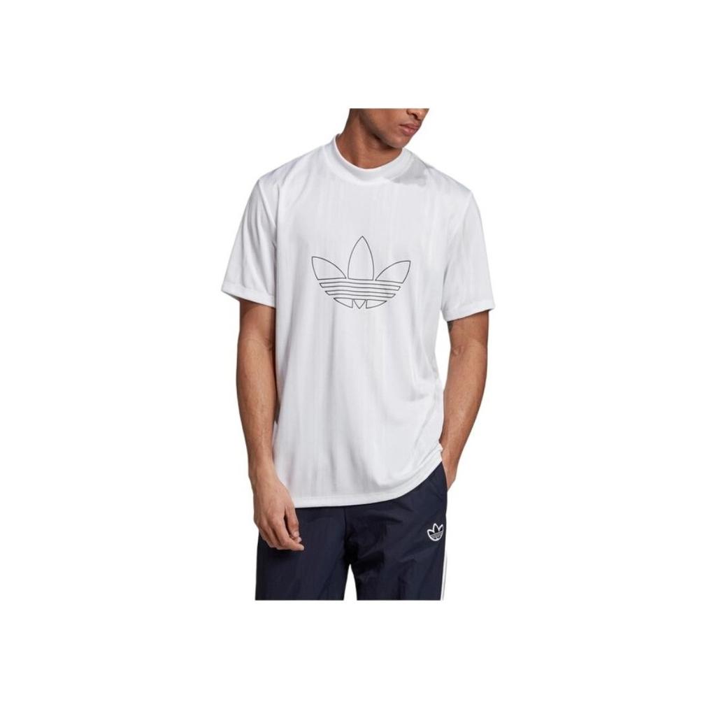 Adidas Футболка с круглым вырезом Originals Trefoil Outline из джерси с круглым вырезом для мужчин, белая ED4684