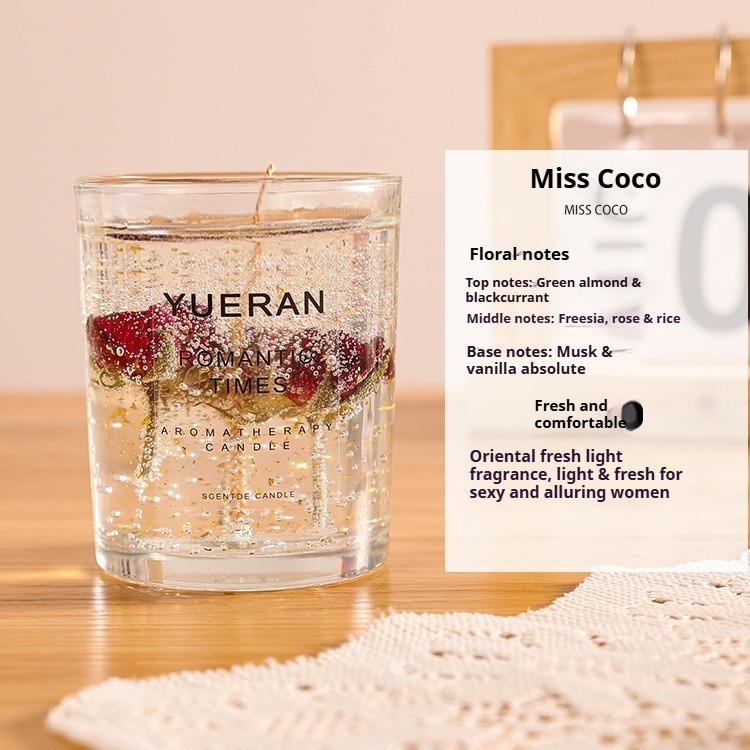 Свеча с ароматом желе из настоящих цветов, цветочная свеча в стеклянном стакане, ароматизатор для спальни, украшение, подарок