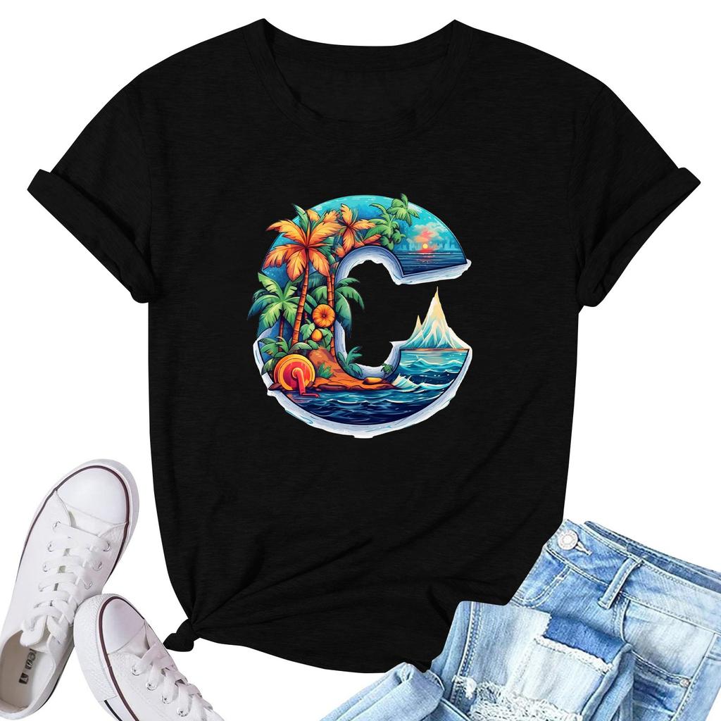 Женская модная повседневная плиссированная футболка с коротким рукавом с принтом